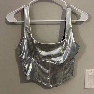 Gaze Silver Metallic Tank Top